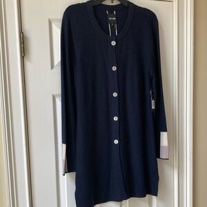 NIC+ZOE New with tags Navy Cardigan with Contrast Trim. Button front.